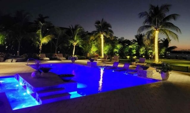 landscape lighting by the pool
