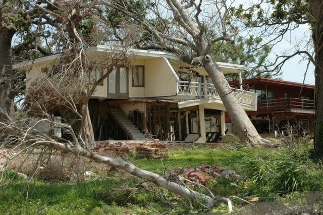 hurricane damage in front yard